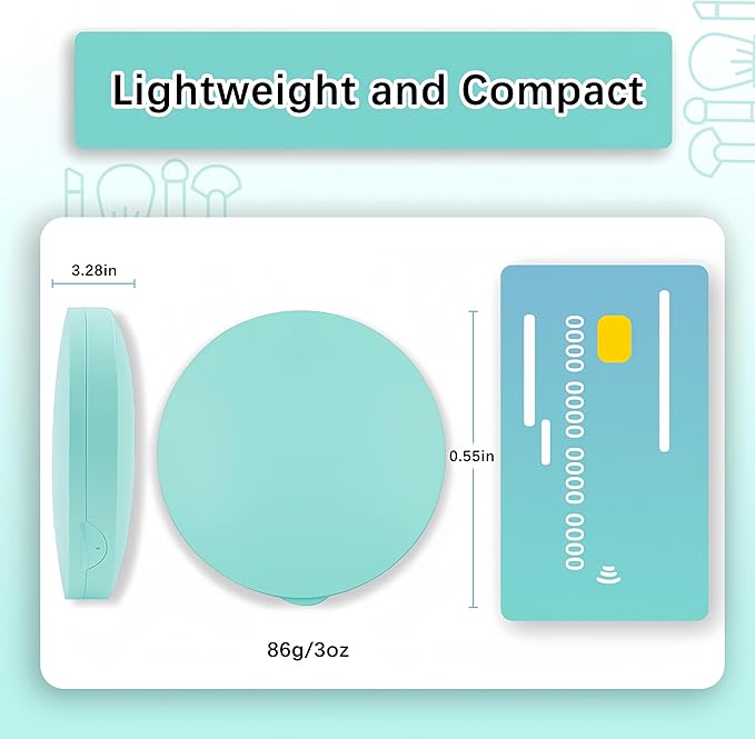 Mini Mirror with Lights,1X/10X Magnification LED Compact Mirror with Nternal BIattery,Mint Green Travel Mirror for Purse, Pocket,Travel and Present