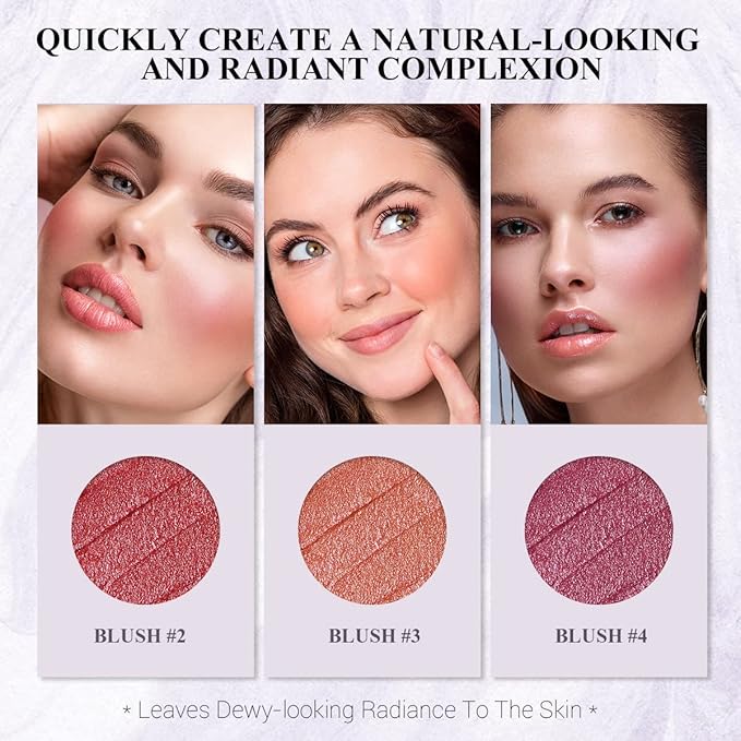 3PCS Cream Blush Lip Stick Makeup Set for Girls and Women #T Blush Set