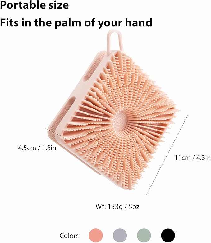 2 PC Silicone Exfoliating Body Scrubber, Silicone Body Shampoo Brush, Soft Silicone Loofah for Sensitive Skin, Shower Silicone Hair Scalp Massager, Easy to Clean, Lather Well(Black&Green)