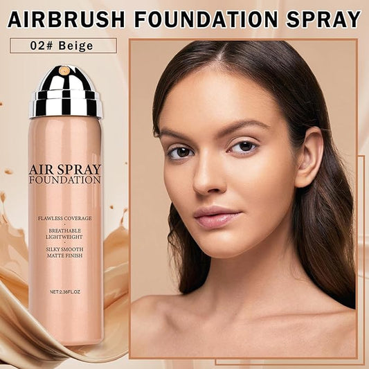 Air Brush Makeup Foundation,Flawless Airbrush Foundation for Older Women,Teenagers,Middle-aged and Mature Skin,Buildable Coverage with Anti-aging Formula for Smooth Radiant Skin (02 Beige)