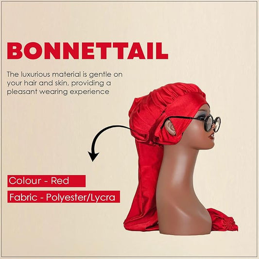 Bonnetail for Women, Long Bonnet for Ponytails, Hair Care, Bonnetail for Sleeping with Ear Slots