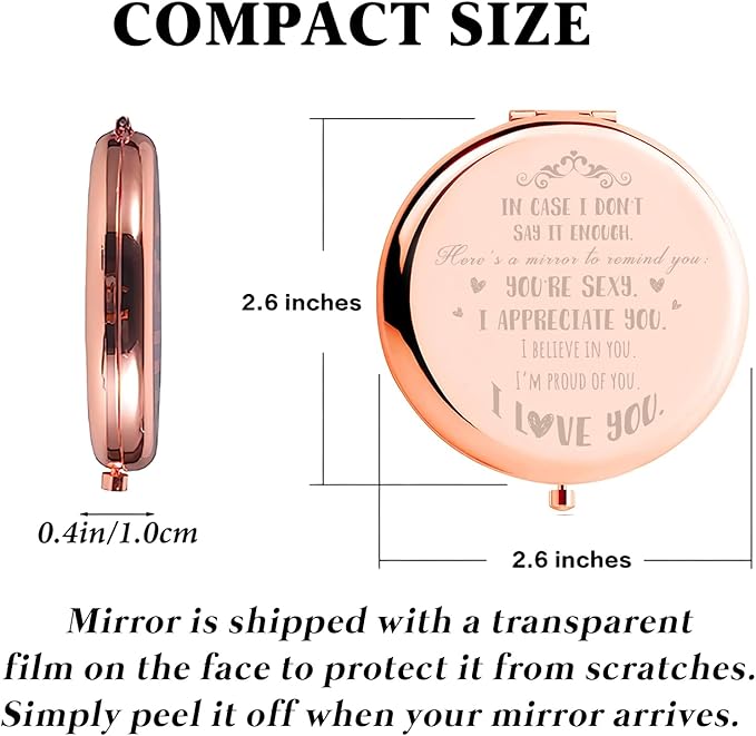 Anniversary Wedding Birthday Gifts for Her, Romantic Valentines Day Gifts for Wife, Girlfriend, Couples Gifts Ideas for Girlfriend Compact Mirror