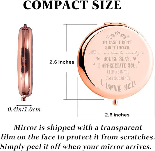 Anniversary Wedding Birthday Gifts for Her, Romantic Valentines Day Gifts for Wife, Girlfriend, Couples Gifts Ideas for Girlfriend Compact Mirror