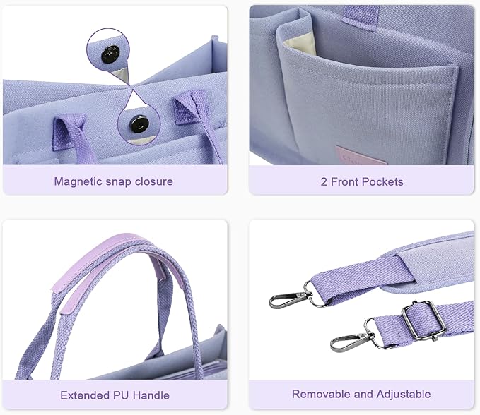 Canvas Tote Bag for Women With Pockets, Laptop Work Crossbody Purses Everything Shoulder Tote Bag Everyday Satchel Handbags