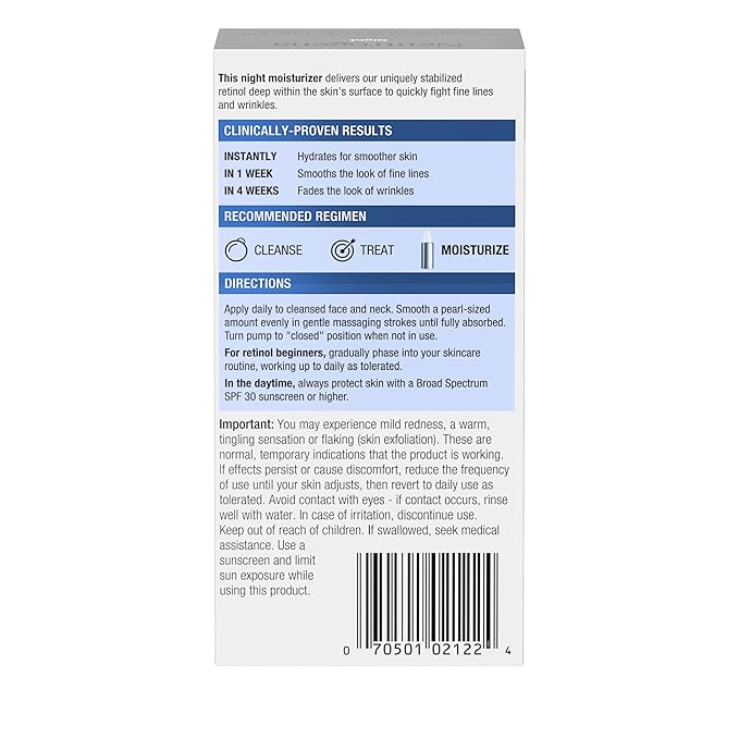 Neutrogena Rapid Wrinkle Repair Retinol Night Face Moisturizer, Daily Anti-Aging Face Cream with Retinol & Hyaluronic Acid to Fight Fine Lines & Wrinkles, 1 fl. oz
