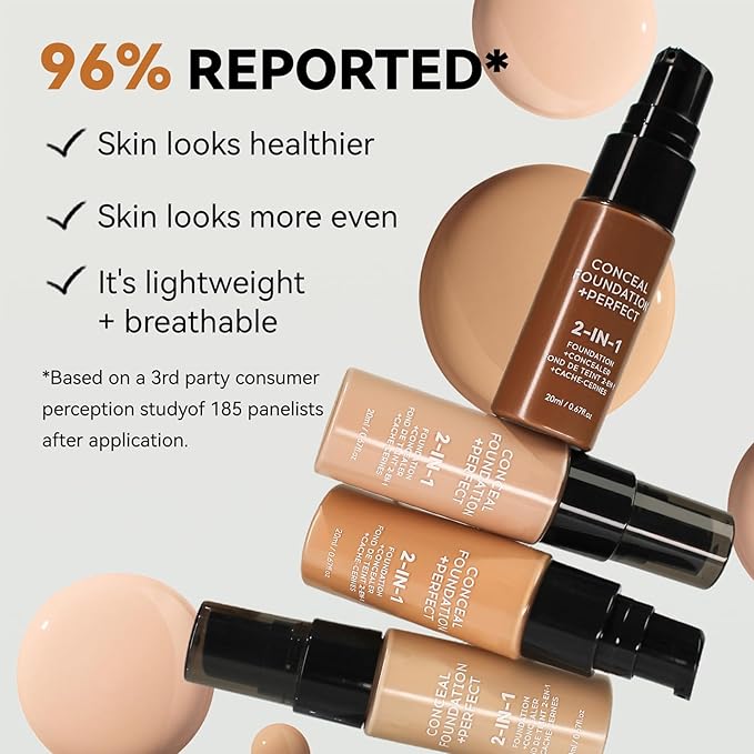 Concealer Full Coverage Foundation for Mature Skin,Oil Control Matte 2 in 1 Concealer liquid Foundation Makeup Waterproof Base De Maquillaje Alta Cobertura-06 Deep