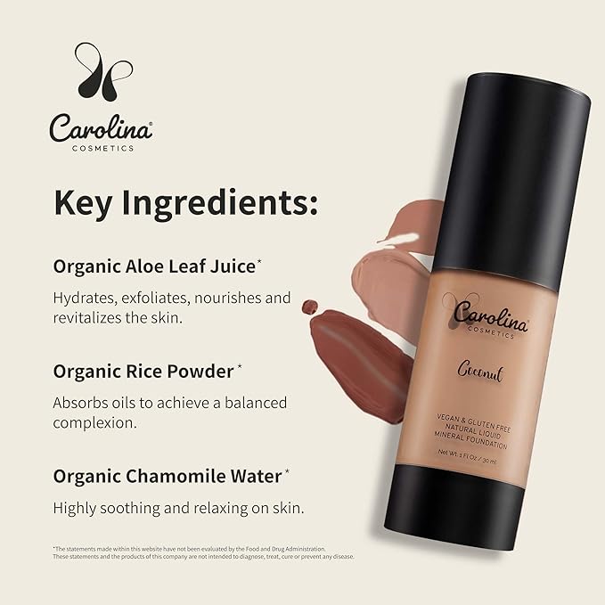 Foundation in Coconut Shade Plant-Based - Hydrating, Pore-Minimizing & Buildable Coverage - Vegan, Non-GMO, Paraben-Free - 1oz