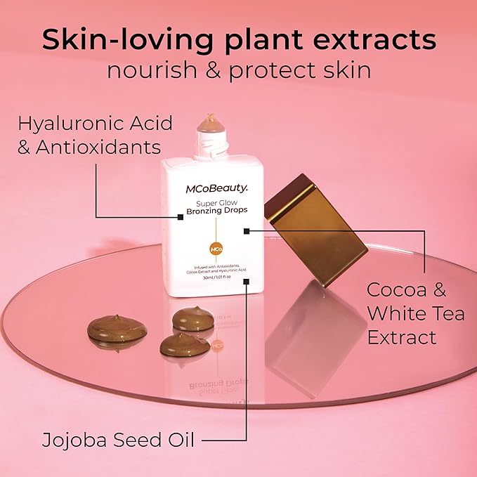 MCoBeauty Super Glow Bronzing Drops and Souffle Dream Mositurizing Cream, Hydrated Glowing Skin, Vegan, Cruelty Free (Pack of 2)