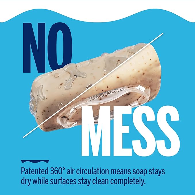 Bar Soap Gripper No Goo or Mess Soap Holder for Bath and Showers - Made from Post-Consumer Plastic, Handy, 2-Pack, Clear