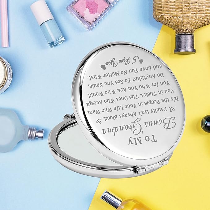 bobauna Bonus Grandma Pocket Mirror Step Grandma Gift Family Isn't Always Blood Grandma Makeup Mirror for Unbiological Grandma (Bonus Grandma -S)