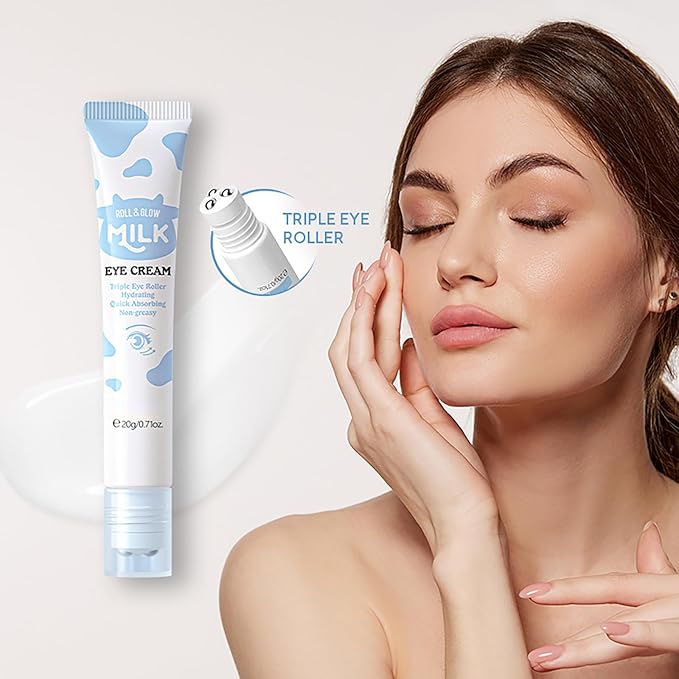 ARAKY Milk Under Eye Cream Roll-On, Triple Roll & Glow the Skin Around The Eyes, Eye Serum For Dullness, Dryness, Fine Lines, Repair Wrinkles Under The Eyes, Intense Hydrating Eye Treatment Serum Oil