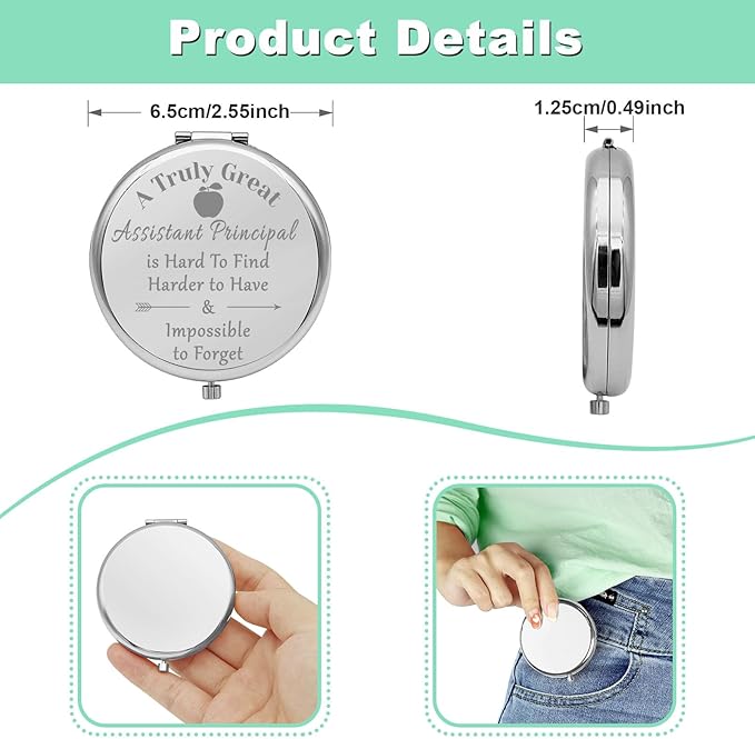 Assistant Principal Appreciation Gifts Portable Makeup Mirror Thank You Gift for Women Assistant Principal Retirement Gift Folding Makeup Mirror Christmas Thanksgiving Graduation Gift