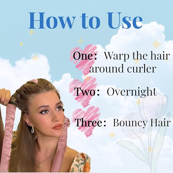 Serenade Sparkling Satin Heatless Curls Overnight, Heatless Hair Clurer Curling Rod Headband, No Heat Curling Rod Hair Roller for Women and Girls to Sleep in, Blue