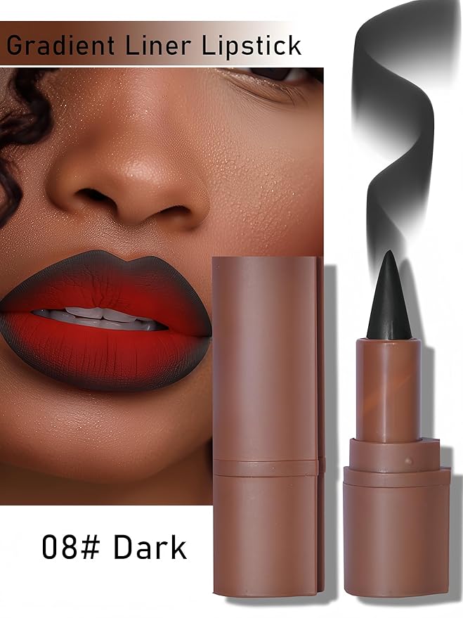 MAEPEOR 2 in 1 Creamy Lip Liner 8 Colors Matte Nude Dark Brown Lipliner High Pigmented Long lasting Gradient Lip Liner and Lipstick Lip Combo (08 Dark)
