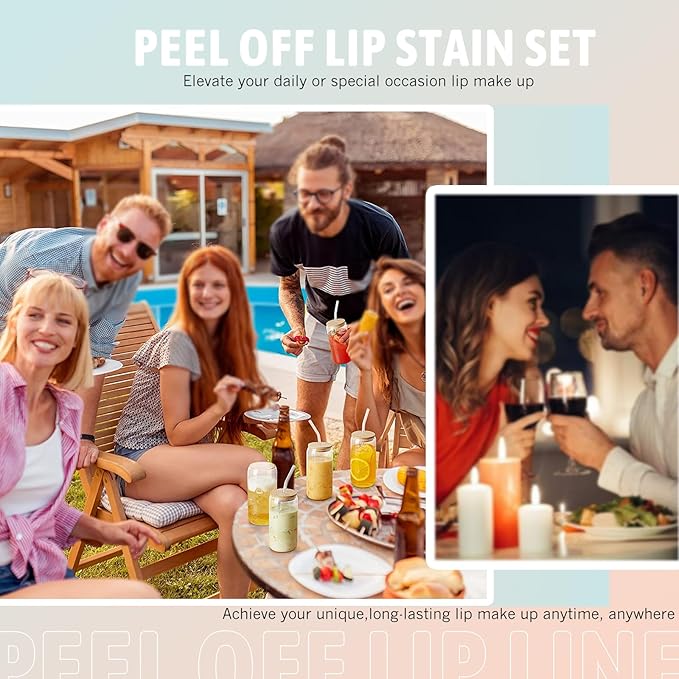 3 Colors Lip Stain Peel Off Long Lasting Brown Lip Liner Set Waterproof Transfer Proof Nude Lip Tint Matte Finish Tattoo Lipstain Marker Non-Stick Cup Lip Gloss Makeup for Women
