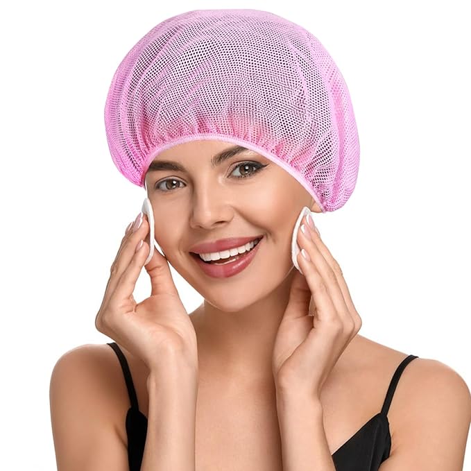 6pcs Hair Nets for Sleeping,Night Reusable Mesh for Women Sleeping,Curly Hair Sleep Cap Mesh Bonnets(Black, Pink)