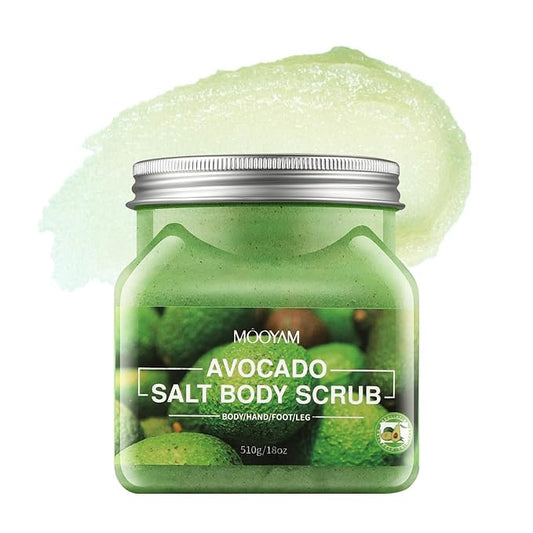 Avocado Salt Body Scrub for Women Men,Hydrating & Exfoliating Scrub for Deep Clean，Body Scrub Smooth for All Skin Types 18oz