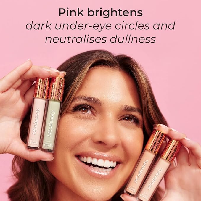 MCoBeauty 4-IN-1 Colour Corrector, Pink, Brighten, Hydrate, Conceal & Correct, Vegan, Cruelty Free Cosmetics