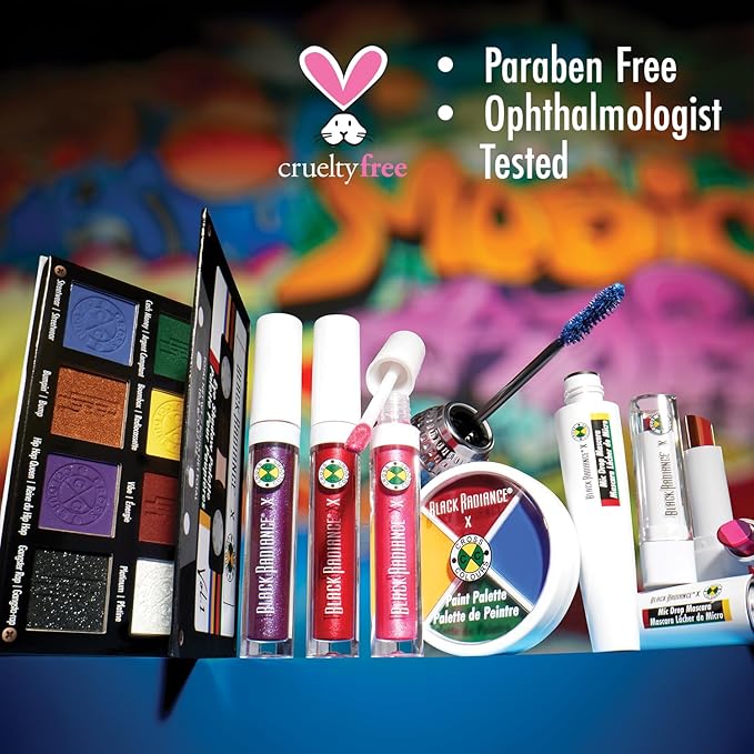 Black Radiance Cross Colours Mic Drop Mascara, Pigment-Rich Smudge-Resistant Formula, Intense Lash Volume, Built-In Flexible Brush, Paraben-Free & Cruelty-Free - Check 2 Blue