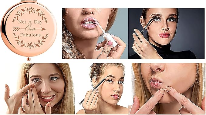 Birthday Gifts for Women-Not a Day Over Fabulous Happy Birthday Mom Gifts Portable Compact Mirror for Girl Unique Birthday Gift Ideas for Mom Sister Her Best Friends Female Wife Teen Girls Rose Gold