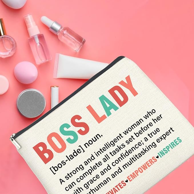 Boss Lady Gifts for Women - Female Boss Lady Makeup Bag with Zipper Closure