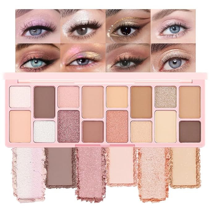 16 Colors Eyeshadow Palette,Matte&Glitter&Shimmer Eyeshadow Makeup,Naturing-Looking,High Pigment Waterproof Eye Shadow Palette Makeup, 100% Cruelty-free (03#Nude Series)