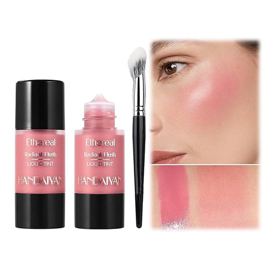 Liquid Blush for Cheeks, Blendable Cheek Tint, Long-lasting Liquid Blush with Naturally Radiant Finish, Daily Use Makeup Blush Drop with Brush-SWEETIE
