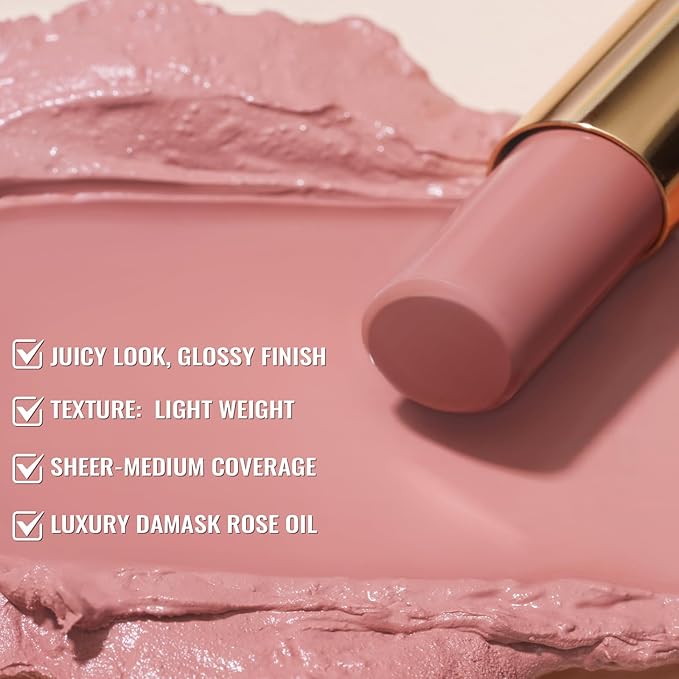 Oulac Moisturizing Shine Lipstick For Women Christmas Set 2PCS, 2 in 1 Tinted Lip Balm for Winter, Hydrated Juicy and Glossy Lip Color for Dry, Cracked and Chapped Lips, Vegan [07+14]