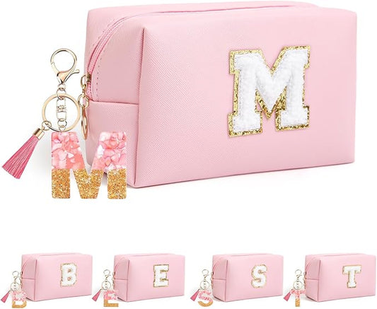 Birthday Gifts for Women Her,Travel Cute Makeup Bag,Large Capacity Cosmetic Bags for Women Makeup Pouch PU Leather Waterproof Cosmetic Bag (M, Pink)