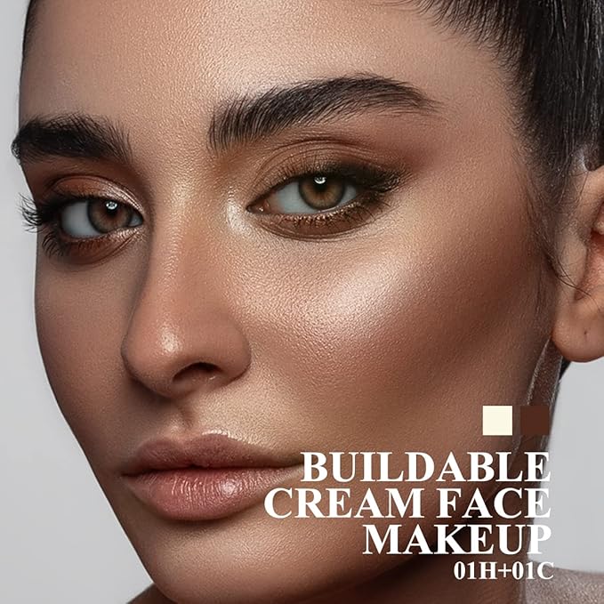 2PCS Cream Contour Highlighter Stick Face Make up Kit, Creme Bronzer Stick for Girls and Women #HC4 Champagne/Wine