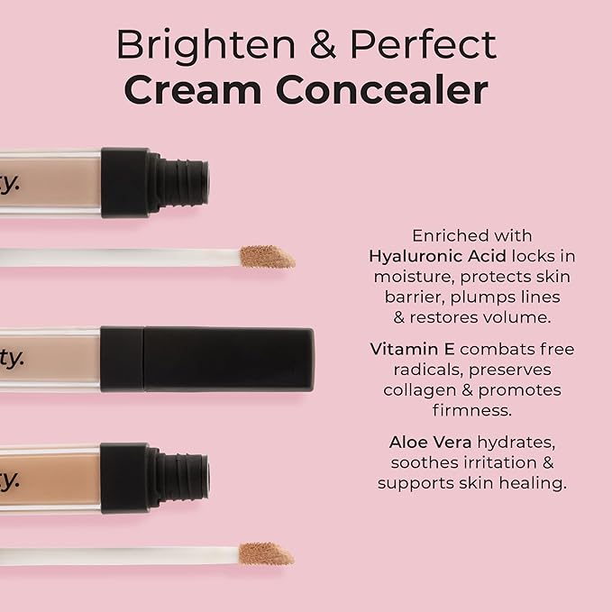 MCoBeauty Brighten & Perfect Cream Concealer, 6 Medium Natural Buff, Brightening Coverage for Flawless Complexion, Vegan, Cruelty Free Cosmetics