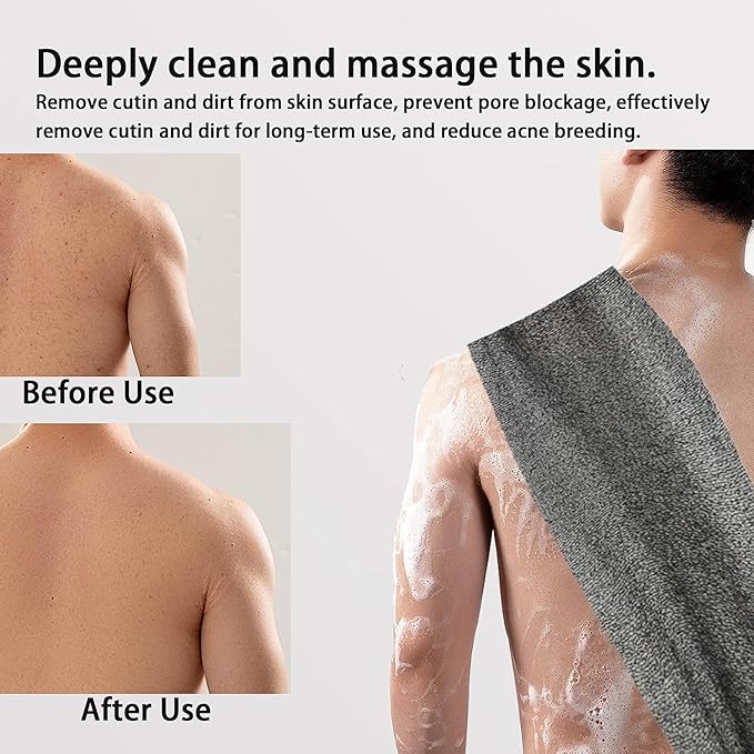 Skin Back Scrubber for Shower Sponges for Men for Women, Elastic Stretching Exfoliating Washcloth for Sensitive Skin Cleaning Brush for Back-Scrubber for Use in Shower Deep Clean Massages (gray2)