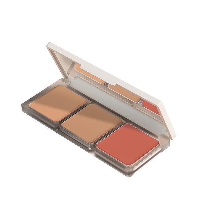 AMIIR 3 IN 1 Face Bronzer Blush Highlighter Contour Powder Makeup Palette Sculpt Contouring Kit, Blush