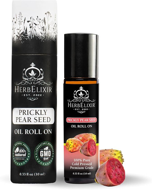 Prickly Pear Facial Oil Roll On (10ml) Vitamin E Oil for Skin Face Roller or Ayurveda Skin Care, Vitamin E Oil for Face & Eye Roller, Facial Roller or Roller for Face-Nourish Skin