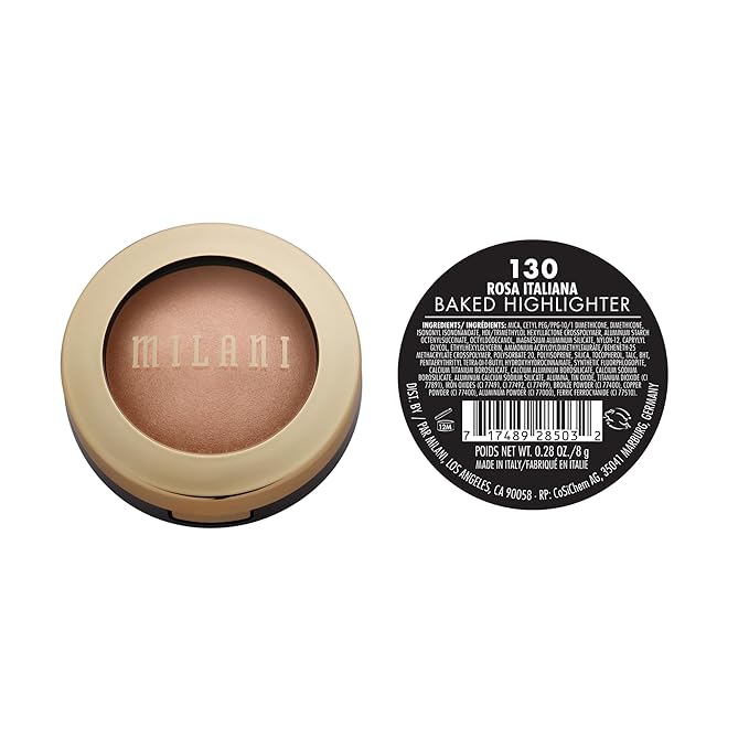 Milani Highlighter Makeup - Baked Contour Powder & Face Highligher, Made in Italy - Rosa Italiana