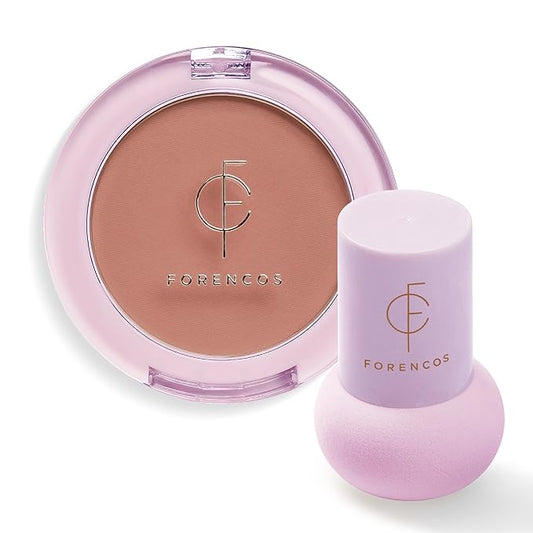 FORENCOS Matte Blush Set (Puff Included), Long Lasting Korean Blush Power, Zero Sebum Shine, Flawless Finish, Easy Blending, Lightweight & No Cakey Residue (PURE LENA)