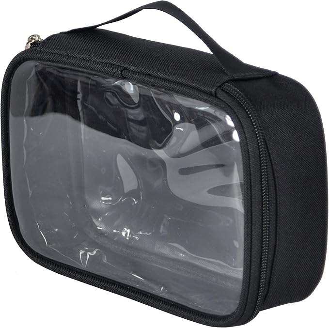 3pcs Pack TSA Approved Travel Pro Beauty Makeup Kits Cosmetic Organizers Case Clear Utility Pouch Combo Set Bag with Zipper & Handle (Black)