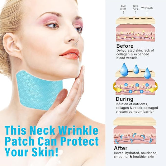 Neck Anti Wrinkle Patches, Natural Collagen Masks- Smoothing Wrinkles and Fine Lines, Moisturizing & Firming Pads for Tightening Skin, Invisible for Double Chin Neck Jowls, 5pcs