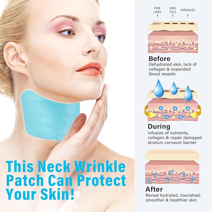 ITECFREELY Neck Wrinkle Patches, 5 PCS Smooth & Firm Fine Lines Wrinkle Patches, Moisturizing and Nourishing Collagen Facial Silicone Wrinkle Patches