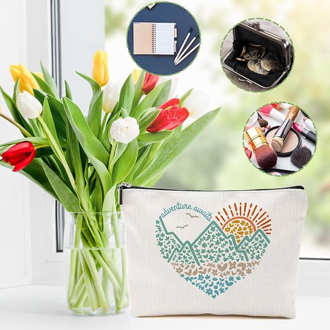 4pcs Camping Gifts for Women Makeup Bag, Travel Essential Cosmetic Bag Camping Essentials Birthday Gifts for Women Female Girls Sister BFF, Outdooor Enthusiasts Toiletry Bags