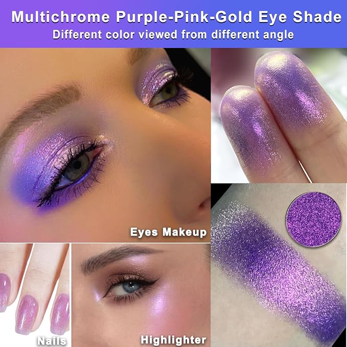 Afflano Duochrome Eyeshadow Palette, Multichrome Purple Eyeshadow Palette, Ultra-Pigmented Purple and Yellow Shades, Matte Metallic Finish