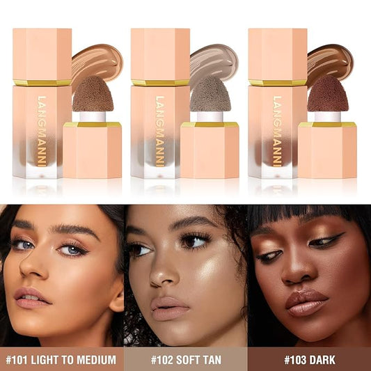 Liquid Contour Stick Makeup, Cream Face Bronzer Stick Built-in Sponge Tip, Cool Toned Contour Stick for Women and Girl, Lightweight Blendable Liquid Bronzer Concealer Stick (103 Camel Suede)