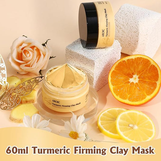 4 Pack Clay Mask, Vitamin C Turmeric Dead Sea Mud Facial Mask, Rose, Green Tea Clay Masque Set - Weekly Self Care Spa Gift for Women and Men, Skincare for Deep Cleansing Pore Minimizing Face Treatment