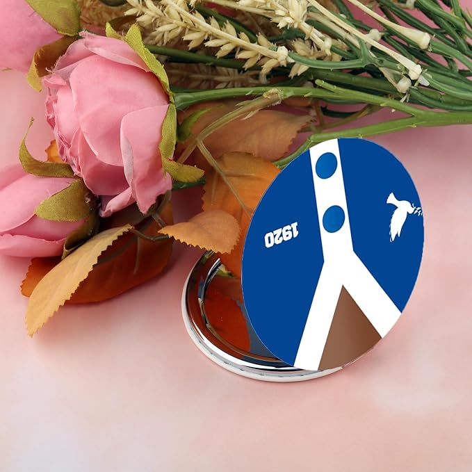 BEKECH F Women Compact Mirror Blue and White Dove Gift Sorority Makeup Mirror Sisterhood Gift