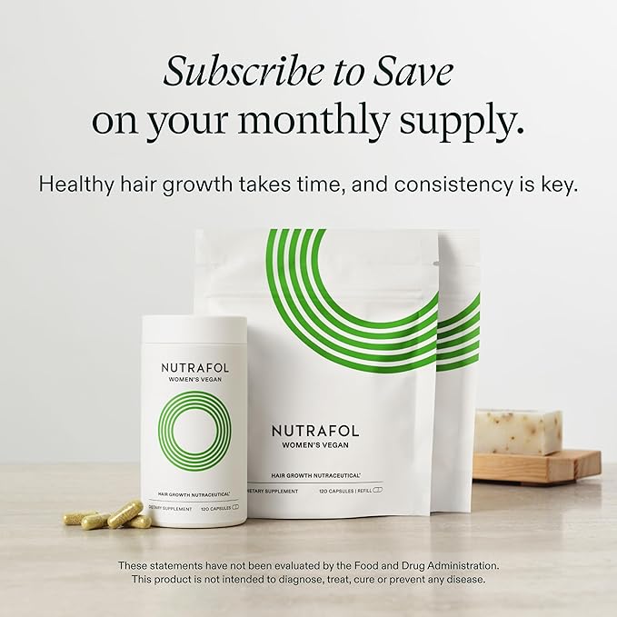 Nutrafol Women's Hair Growth Supplements, For Women 18-44 Years Old, Clinically Tested for Visibly Thicker, Stronger Hair, 100% Vegan Ingredients, Dermatologist Recommended - 1 Month Supply