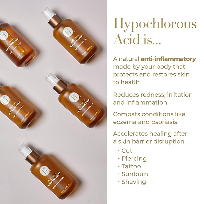 Bloome* - Hypochlorous Acid Face and Skin Spray .05% - Made in USA - Hypochlorous Acid Facial Mist - Pure HOCL Solution - Skin Care Relief for Tattoo, Sunburn, Piercing Aftercare & Bumps -120 ml