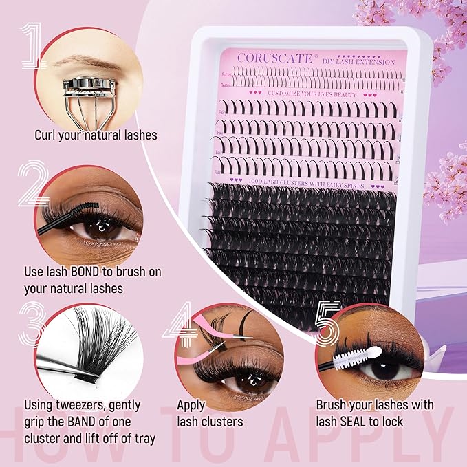 100D Lash Clusters with Bottom Lashes Spikes Eyelash Clusters Multi-type Individual Lashes Thick DIY Lash Extension Kit Fairy Cluster Eyelash Extensions 5-20mm Wispy Cluster Lashes Spiky by CORUSCATE