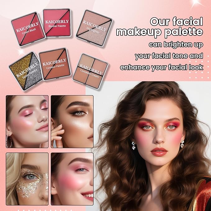 Makeup Kit for Women Girls, Fashionable Make Up Present Set for Beginners Professionals Traveler with Case, Makeup Essential with Eyeshadow Palette, Lip Gloss, Mascara,Foundation Face Primer(Pink)