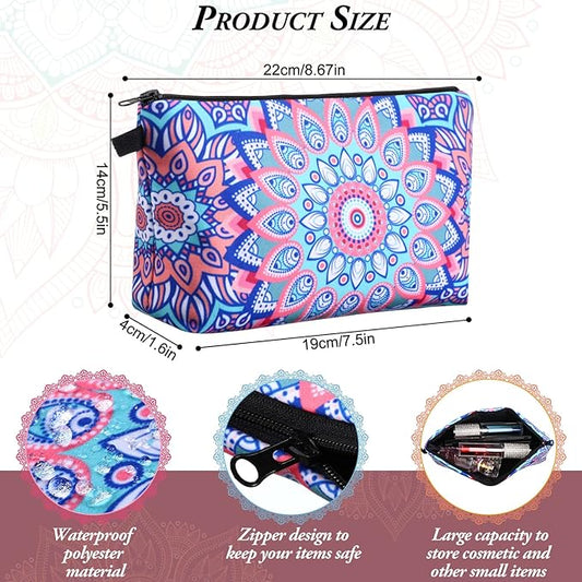 Kajaia 30 Pcs Makeup Bags Bulk Cosmetic Bag Graduation Gifts Mandala Flower Pouches Portable Zipper Makeup Pouch Waterproof Travel Toiletry Bag for Women Teacher Birthday Thanksgiving Christmas Gifts