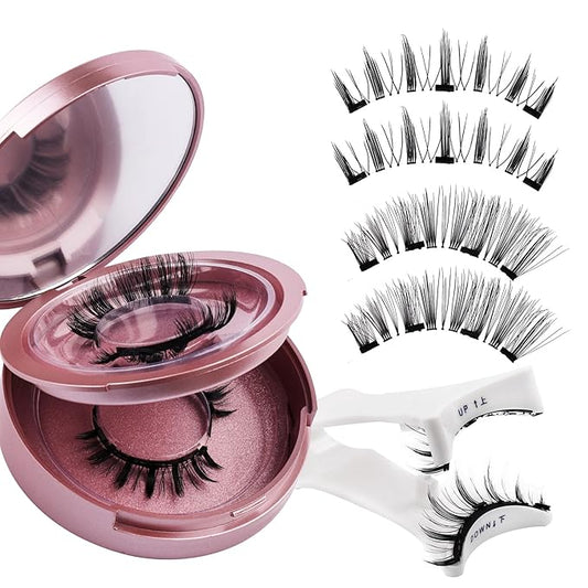 Magnetic Eyelashes with Applicator Natural Look: 2 Pairs, Reusable, No Glue Needed, Wendy Lashes, CX0305, KS02+XM1